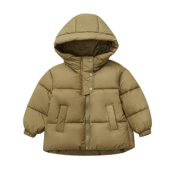 Eltusu Toddler Boys Puffer Jackets, Waterproof Cotton Thermal Windproof Winter Coat Coffee Size 2-3 T
