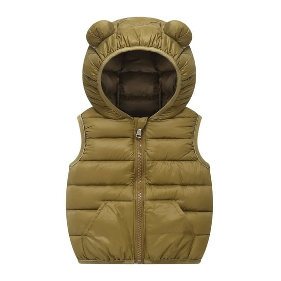 Eltusu Toddler Boys Puffer Vests, Thermal Sleeveless Windproof Hooded Winter Jackets Green Size 2 T