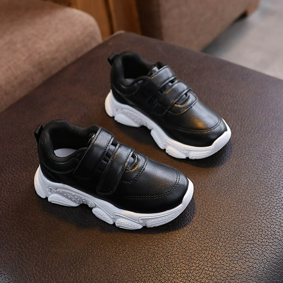 Eltusu Toddler Boys Sneakers, Lightweight Solid Color Breathable No Slip Athletic Shoes Black Size 4 T