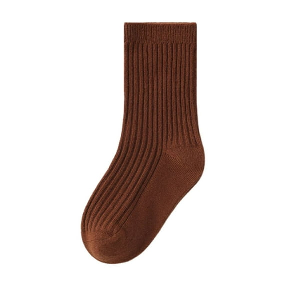 Eltusu Toddler Boys Socks, Stretch Tight Cotton Mid-Calf Spring Fall Socks Coffee Size 3-5 T
