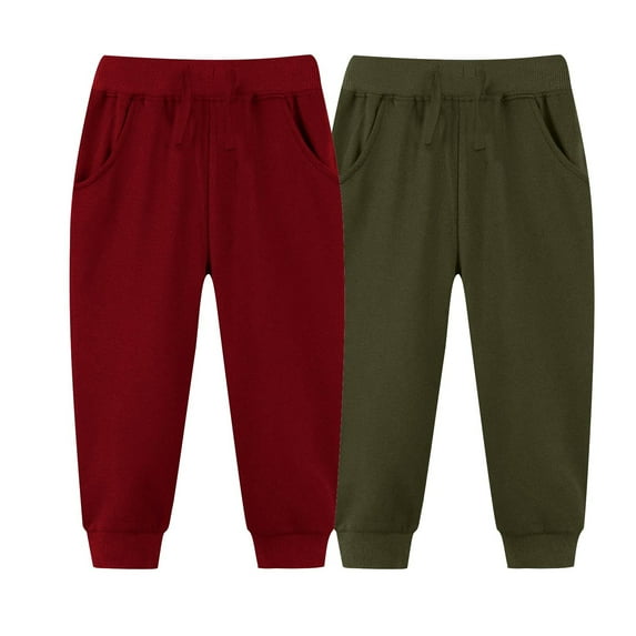 Eltusu Toddler Boys Sweatpants, 2025 Solid Color 2 Pieces Elastic Bottom Athletic Joggers Army Green Size 3-4 T