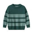 thumbnail image 1 of Eltusu Toddler Boys Winter Sweaters, Cotton Warm Long Sleeve Striped Kids Tops Green Size 4-5 T, 1 of 8
