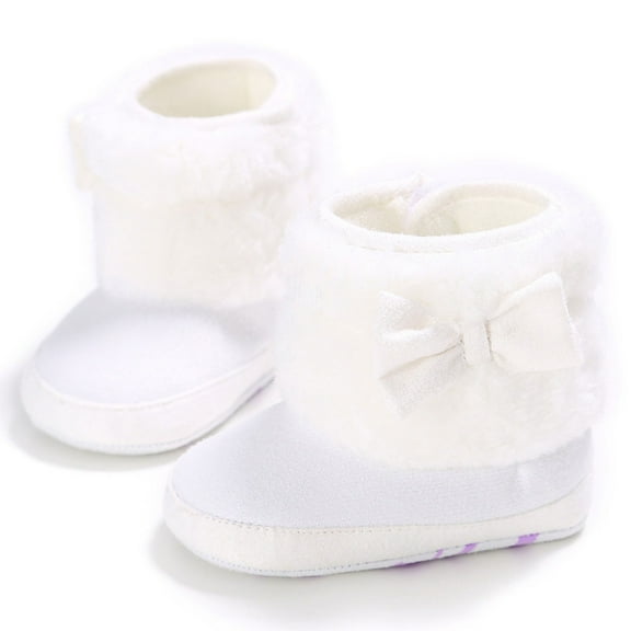 Eltusu Toddler Girls Boots, Warm Soft Bottom No Slip Soft Winter Boots White Size 24-36 Months