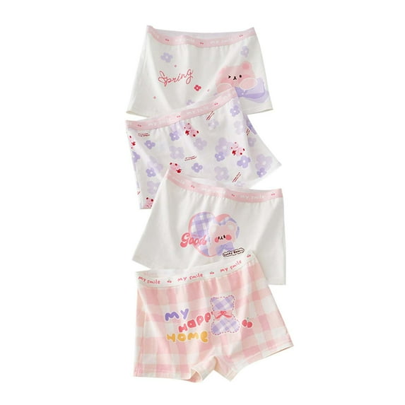 Eltusu Toddler Girls Boxer Briefs, 4 Pieces Comfy Stretch Cotton Boyshort White Size 1.5-3 T
