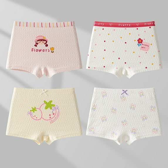 Eltusu Toddler Girls Boxer Briefs, 4 Pieces Underwear Cotton Stretch Boyshort White Size 1.5-3 T