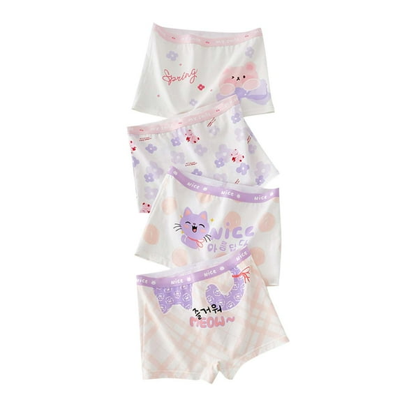 Eltusu Toddler Girls Boxer Briefs, Cotton Comfy 4 Pieces Stretch Boyshort Purple Size 3-5 T