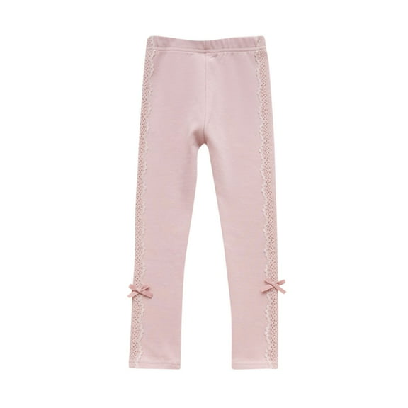Eltusu Toddler Girls Cotton Leggings, Elastic Waist Ankle Length Soft Casual Spring Pants Pink Size 5 T