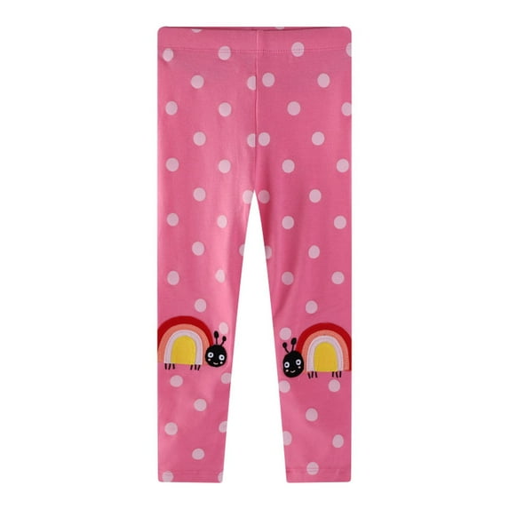 Eltusu Toddler Girls Cotton Leggings, Soft Printed Stretch Elastic Waist Tight Pants Hot Pink Size 3 T