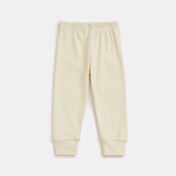 Eltusu Toddler Girls Cotton Leggings, Solid Color Casual Soft Elastic Waist Spring Pants Beige Size 2-3 T