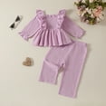 thumbnail image 1 of Eltusu Toddler Girls Cotton Outfit Sets, Two Pieces Fashion Long Sleeve Tops and Pants Set Purple Size 2-3 T, 1 of 2