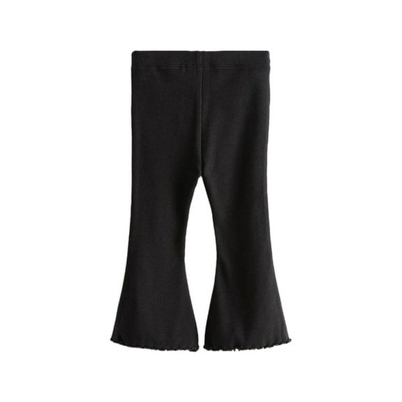 Eltusu Toddler Girls Flare Leggings, Stretch Cotton Athletic Elastic Waist Tight Pants Black Size 4 T
