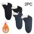thumbnail image 1 of Eltusu Toddler Girls Fleece Socks, Stretch 2 Pieces Solid Color Soft Thermal Socks Navy Size 3-4 T, 1 of 7