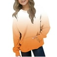 thumbnail image 1 of Eltusu Toddler Girls Hoodies, Casual Gradient Loose Fit Pullover Long Sleeve Sweatshirts Orange Size 4-5 T, 1 of 5