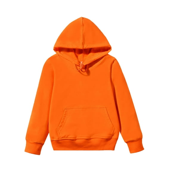 Eltusu Toddler Girls Hoodies, Long Sleeve Solid Color Loose Pullover Girls Sweatshirts Orange Size 4-5 T