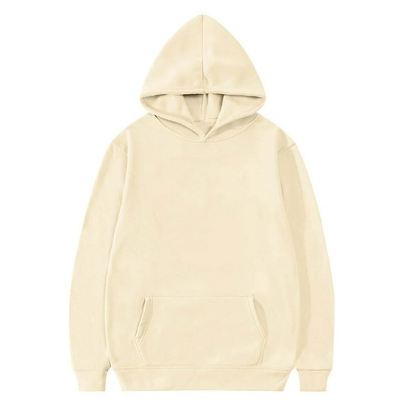 Eltusu Toddler Boys Hoodies, Pullover Casual Long Sleeve Solid Color Boys Sweatshirts Beige Size 2-3T