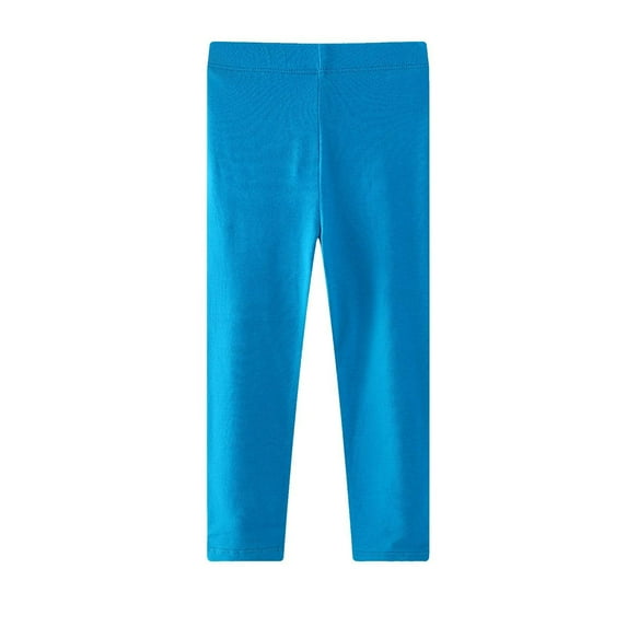 Eltusu Toddler Girls Leggings, Stretch Elastic Waist Cotton Solid Color Tight Pants Blue Size 5 T