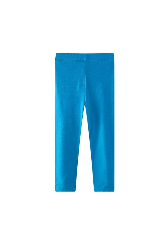 Toddler Girls Leggings, Stretch Elastic Waist Cotton Solid Color Tight Pants Blue Size 5 T