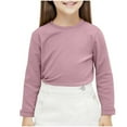 thumbnail image 1 of Eltusu Toddler Girls Long Sleeve Tops, Pullover Crewneck Warm Cotton Girls Undershirts Pink Size 2-14 T, 1 of 5