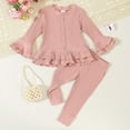 thumbnail image 1 of Eltusu Toddler Girls Outfit Sets 2 Pieces, Cotton Button Pullover Girls Clothing Sets Pink Size 3-4 T, 1 of 8