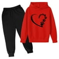thumbnail image 1 of Eltusu Toddler Girls Outfit Sets Two Pieces, Graphic Pullover Long Sleeve Hoodies and Sweatpants Set Red Size 4-5 T, 1 of 2