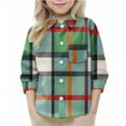 thumbnail image 1 of Eltusu Toddler Girls Plaid Shirts, Lapel Collar Casual Long Sleeve Comfy Button-Down Shirts Mint Green Size 3-4 T, 1 of 5
