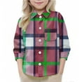 thumbnail image 1 of Eltusu Toddler Girls Plaid Shirts, Long Sleeve Lapel Collar Relaxed Fit Casual Button-Down Shirts Red Size 2-3 T, 1 of 5