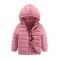 thumbnail image 1 of Eltusu Toddler Girls Puffer Jackets, Soft Warm Full Zip Windproof Winter Outerwear Pink Size 4-6 T, 1 of 8