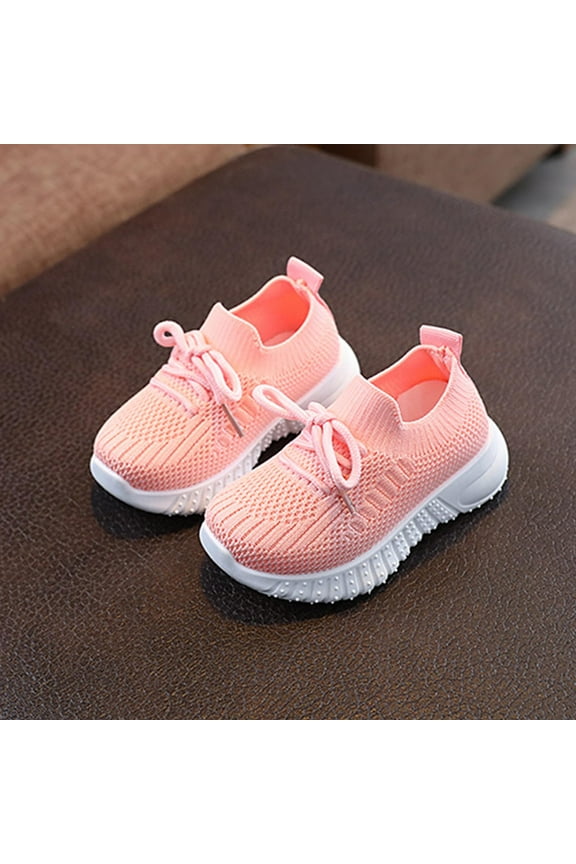Toddler Girls Sneakers, Cotton No Slip Lace up Lightweight Runing Shoes Pink Size 7.5 US