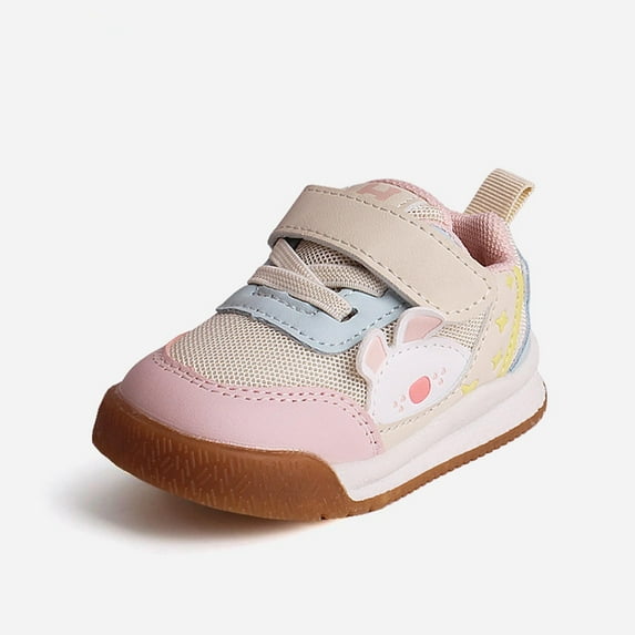 Eltusu Toddler Girls Sneakers, No Slip Soft Bottom Lightweight Breathable Athletic Shoes Pink Size 3-3.5 T