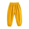 thumbnail image 1 of Eltusu Toddler Girls Sports Sweatpants, Solid Color Elastic Waist Loose Cotton Jogger Pants Yellow Size 3-4 T, 1 of 2