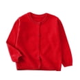 thumbnail image 1 of Eltusu Toddler Girls Sweaters Cardigans, Crew Neck Button Knitting Cotton Long Sleeve Fall Cardigans Red Size 2-3 T, 1 of 5