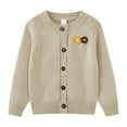 thumbnail image 1 of Eltusu Toddler Girls Sweaters Cardigans, Crew Neck Warm Long Sleeve Button Knit Cardigans Beige Size 2-3 T, 1 of 7