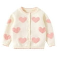 thumbnail image 1 of Eltusu Toddler Girls Sweaters Cardigans, Warm Crewneck Graphic Cotton Kids Cardigans Beige Size 2-3 T, 1 of 6