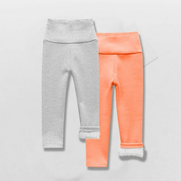 Eltusu Toddler Girls Thermal Leggings, Soft Stretch Elastic Waist 2 Pieces Winter Pants Pink Size 4-5 T