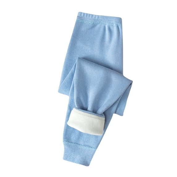 Eltusu Toddler Girls Thermal Pants, Solid Color Thermal Elastic Bottom Soft Winter Leggings Sky Blue Size 2-4 T