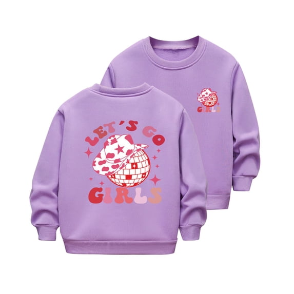 Eltusu Toddler Girls Winter Sweatshirts, Thermal Comfy Long Sleeve Soft Pullover Tops Purple Size 2-3 T