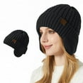 thumbnail image 1 of Eltusu Women Beanie Hat with Ear Flaps, Comfort Outdoor Winter Windproof Thermal Hats Black Size M, 1 of 2