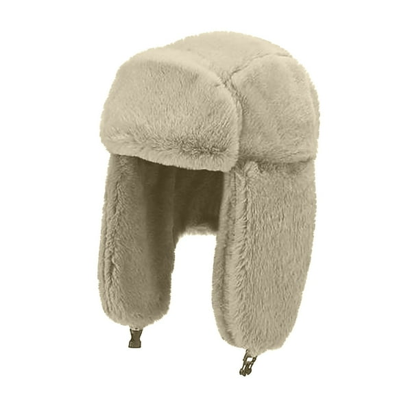 Eltusu Women Beanie Hat with Ear Flaps, Windproof Comfort Winter Soft Thermal Hats Khaki Size Free Size