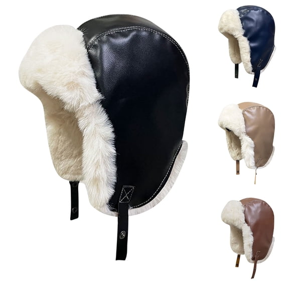 Eltusu Women Beanie Hat with Ear Flaps, Windproof Comfy Winter Outdoor Thermal Hats Black Size Free Size