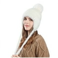 thumbnail image 1 of Eltusu Women Beanie Hat with Ear Flaps, Windproof Outdoor Winter Comfort Warm Hat White Size Free Size, 1 of 3