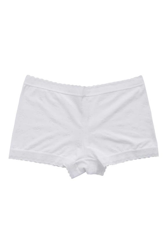 Women Boyshort Underwear, Elastic Waist Breathable Comfort Stretch Boxer Briefs White Size XL