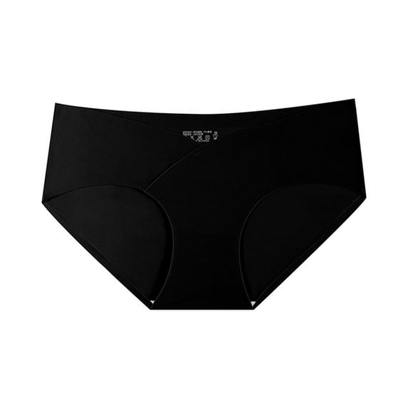 Eltusu Women Brief Underwear, Elastic Waist Soft Stretch Breathable Women Panties Black Size M