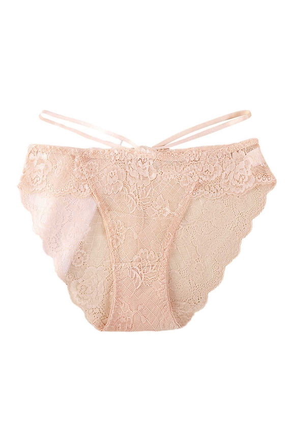 Women Briefs, Stretch Elastic Waist Comfort Lace Women Underwear Beige Size M