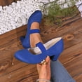 thumbnail image 1 of Eltusu Women Chunky Heels, Fashion Mid High Heels Round Toe No Slip Block Heel Shoes Blue Size 7, 1 of 8