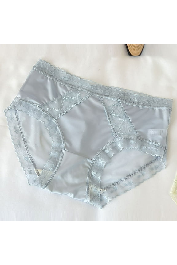 Women Cotton Brief Underwear, Breathable Comfy Elastic Waist Comfy Women Panties Blue Size XL