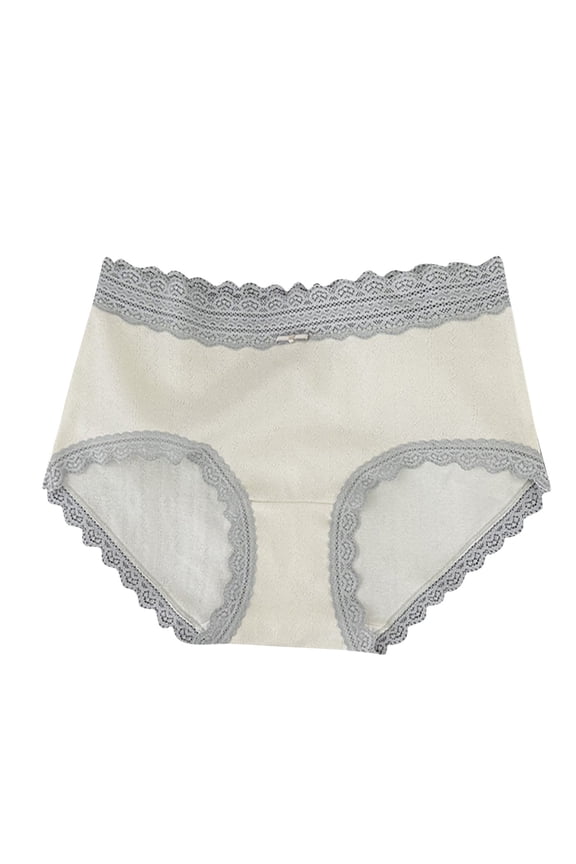 Women Cotton Brief Underwear, Breathable Comfy Flex Fit Elastic Waist Women Panties White Size XL