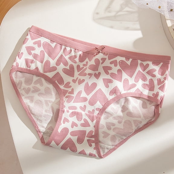 Eltusu Women Cotton Brief Underwear, Breathable Mid-Waist Full-Coverage Comfort Women Panties Pink Size M