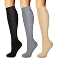 thumbnail image 1 of Eltusu Women Cotton Knee High Socks, Sports Breathable Three Pieces Stretch Cycling Socks Beige Size S/M, 1 of 2