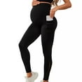 thumbnail image 1 of Eltusu Women Cotton Maternity Leggings, Elastic Waist Comfy Soft Stretch Leggings over the Belly Black Size L, 1 of 6