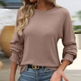 thumbnail image 1 of Eltusu Women Cotton Sweaters, Long Sleeve Comfy Warm Crew Neck Winter Tops Khaki Size 2XL, 1 of 3